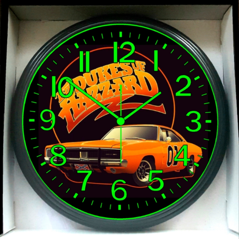 Dukes Of Hazzard General Lee Glow In The Dark Wall Clock New!
